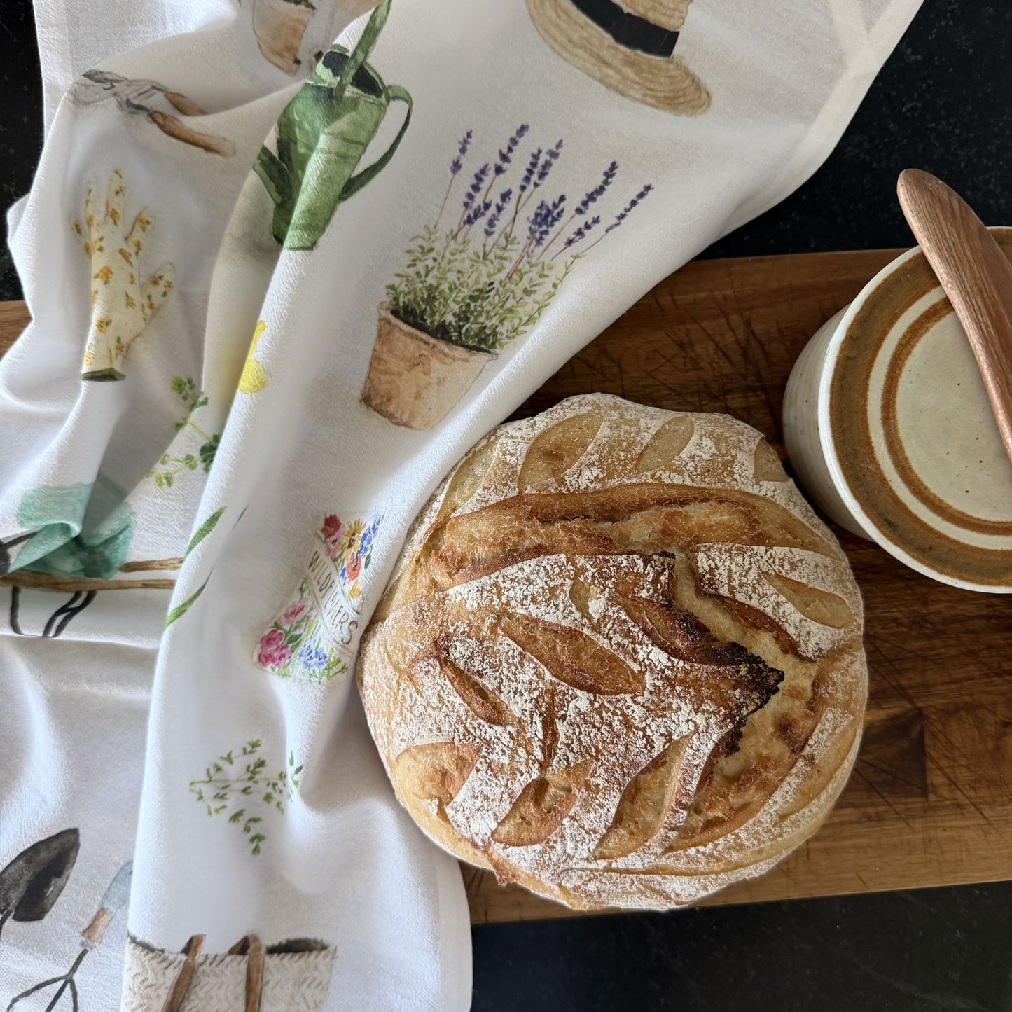garden cotton flour sack tea towel