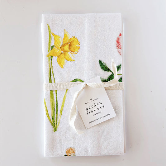 garden flowers cotton flour sack tea towel