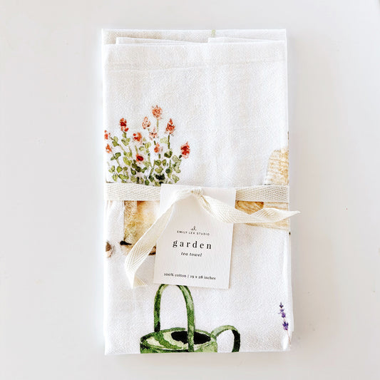 garden cotton flour sack tea towel