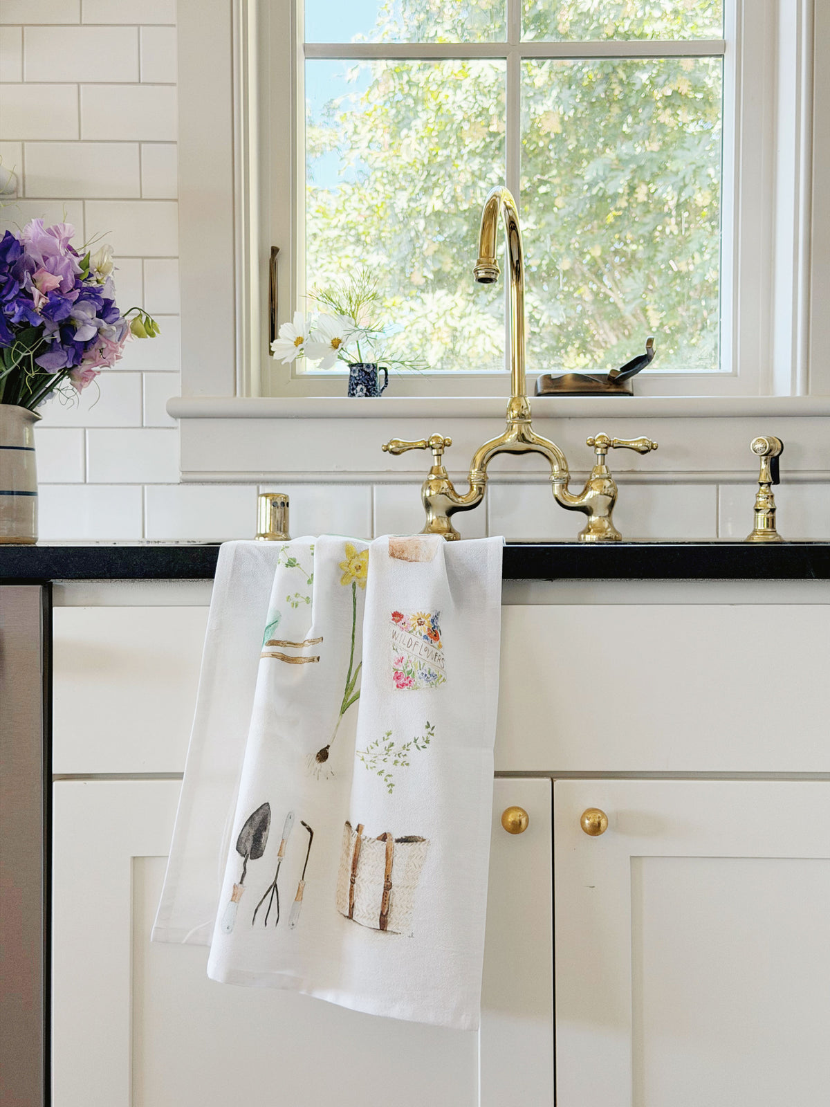 garden cotton flour sack tea towel