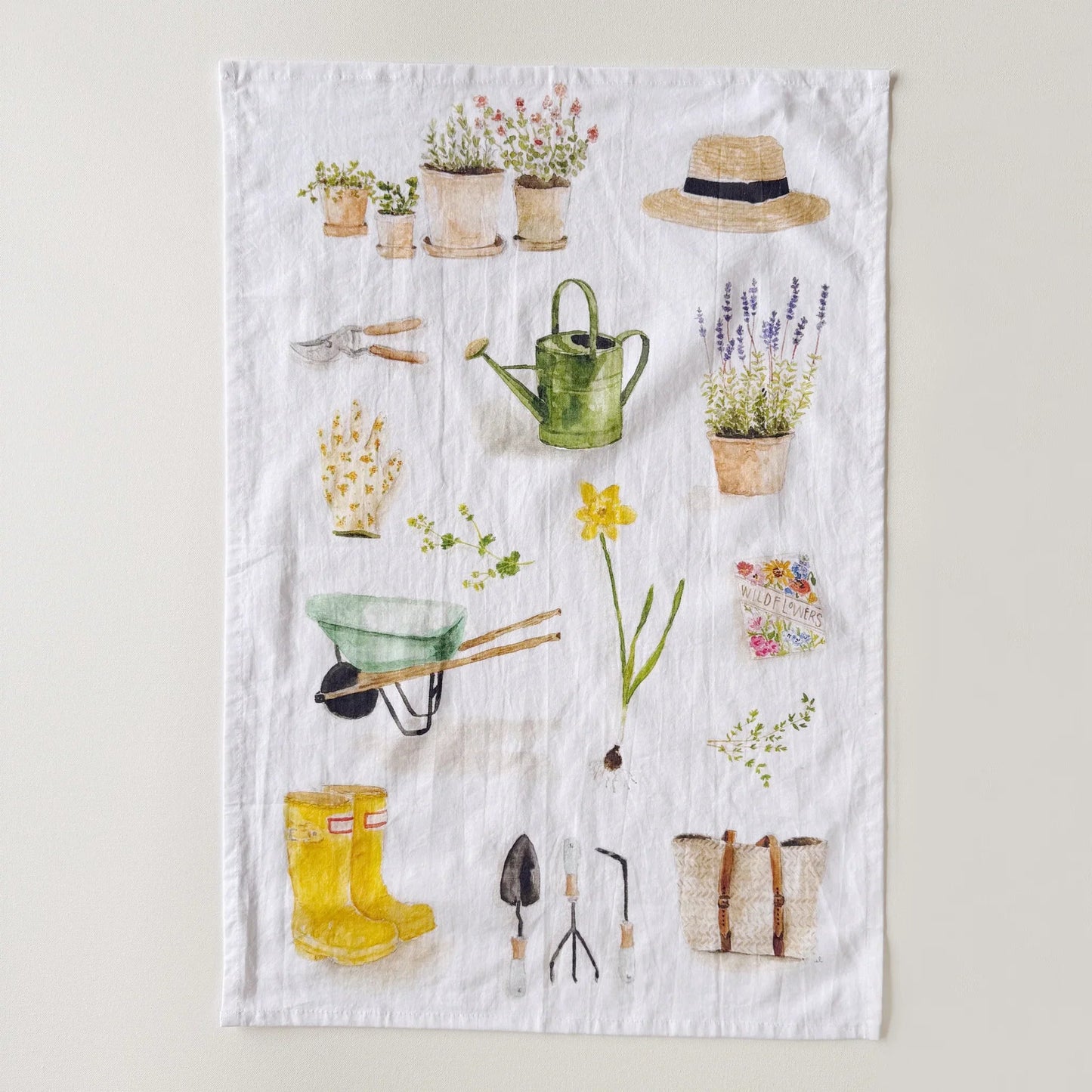 garden cotton flour sack tea towel