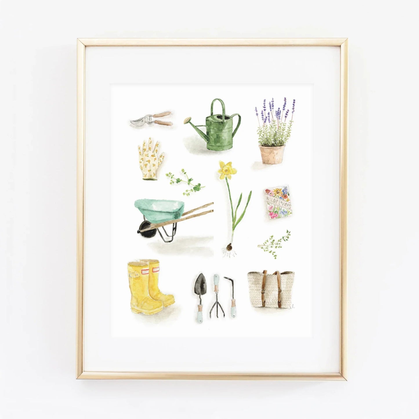 garden collection watercolor wall art print