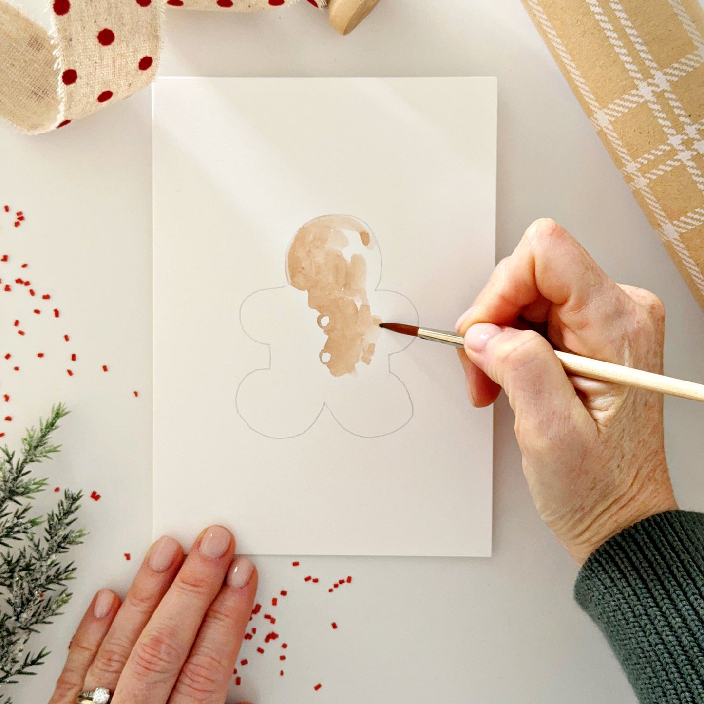 gingerbread paintable notecards