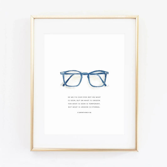 2 corinthians 4:18 glasses scripture print - emily lex studio