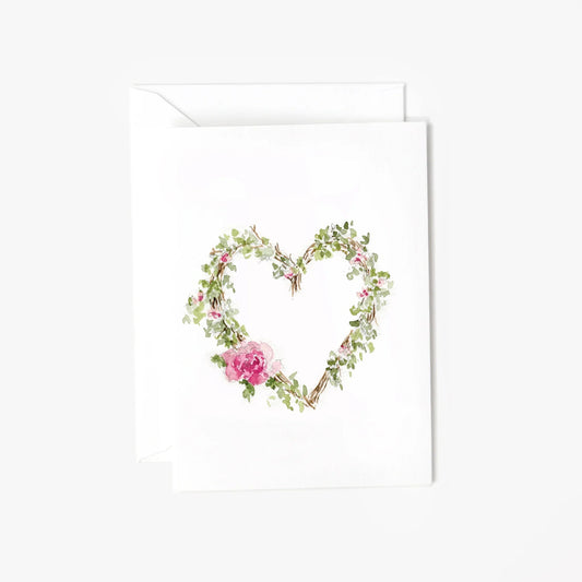 heart wreath mini enclosure notecard