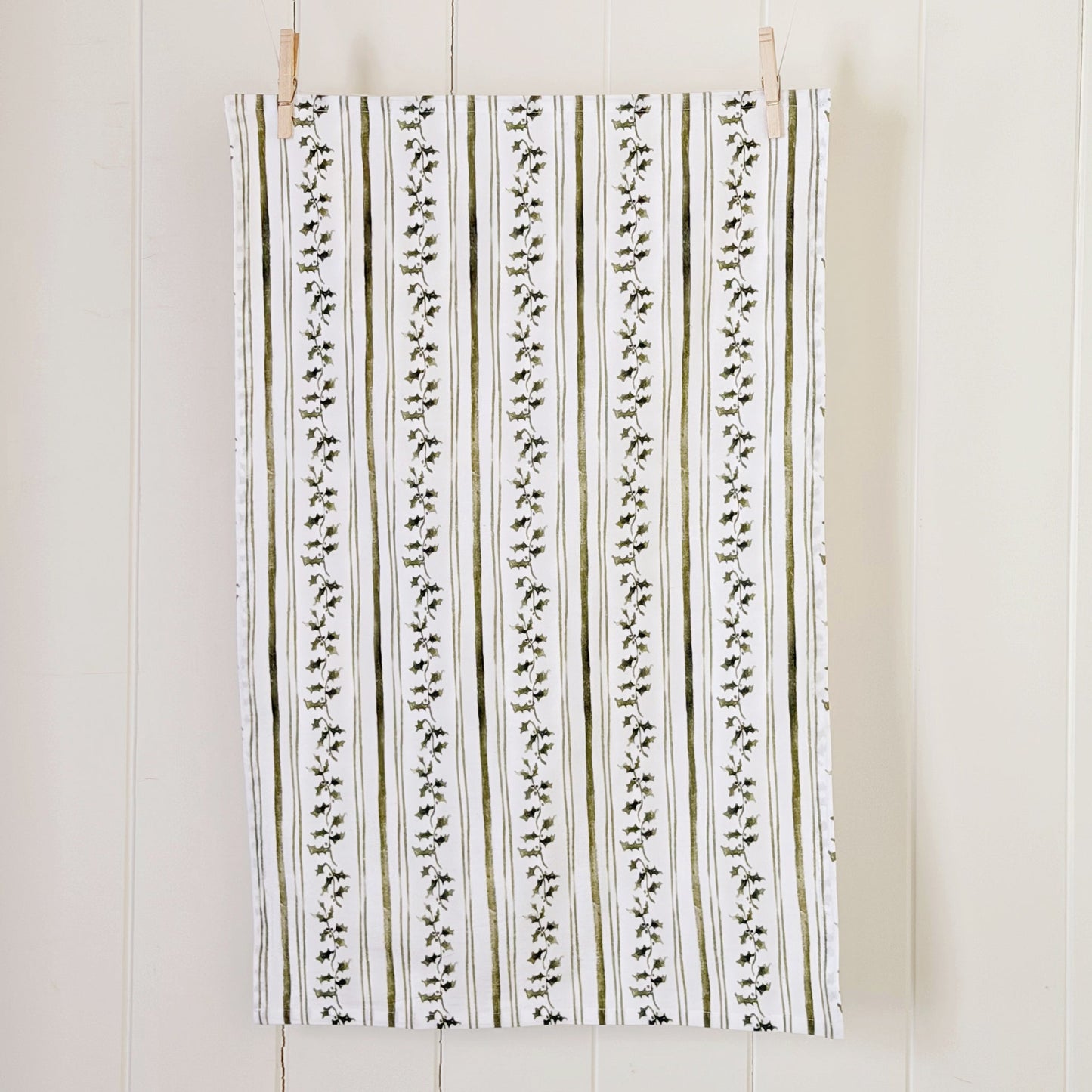 holly stripe cotton tea towel