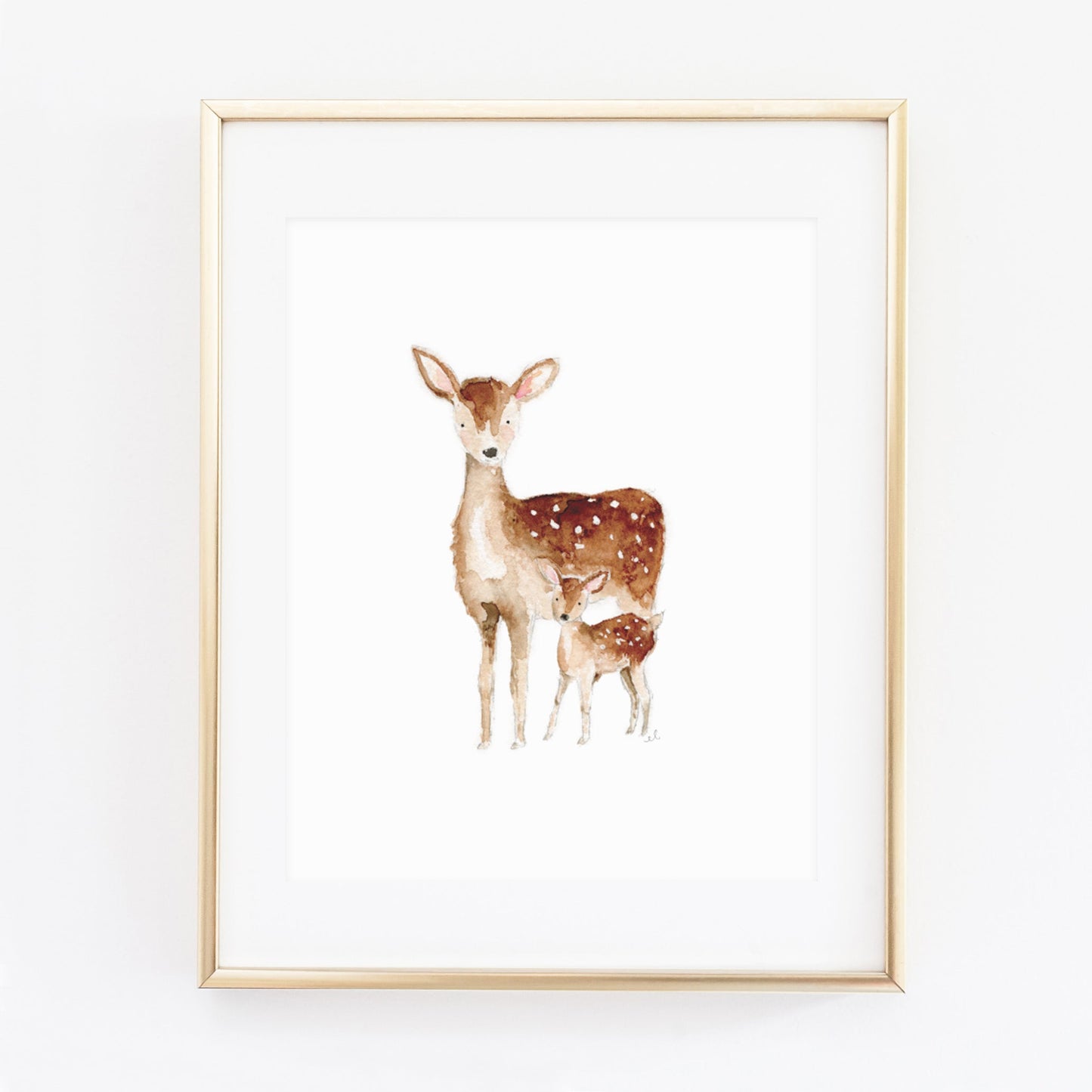 mama + baby deer art print