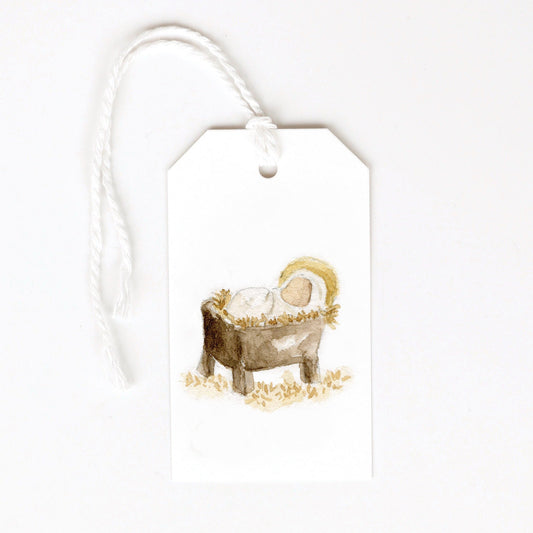 manger baby gift tags