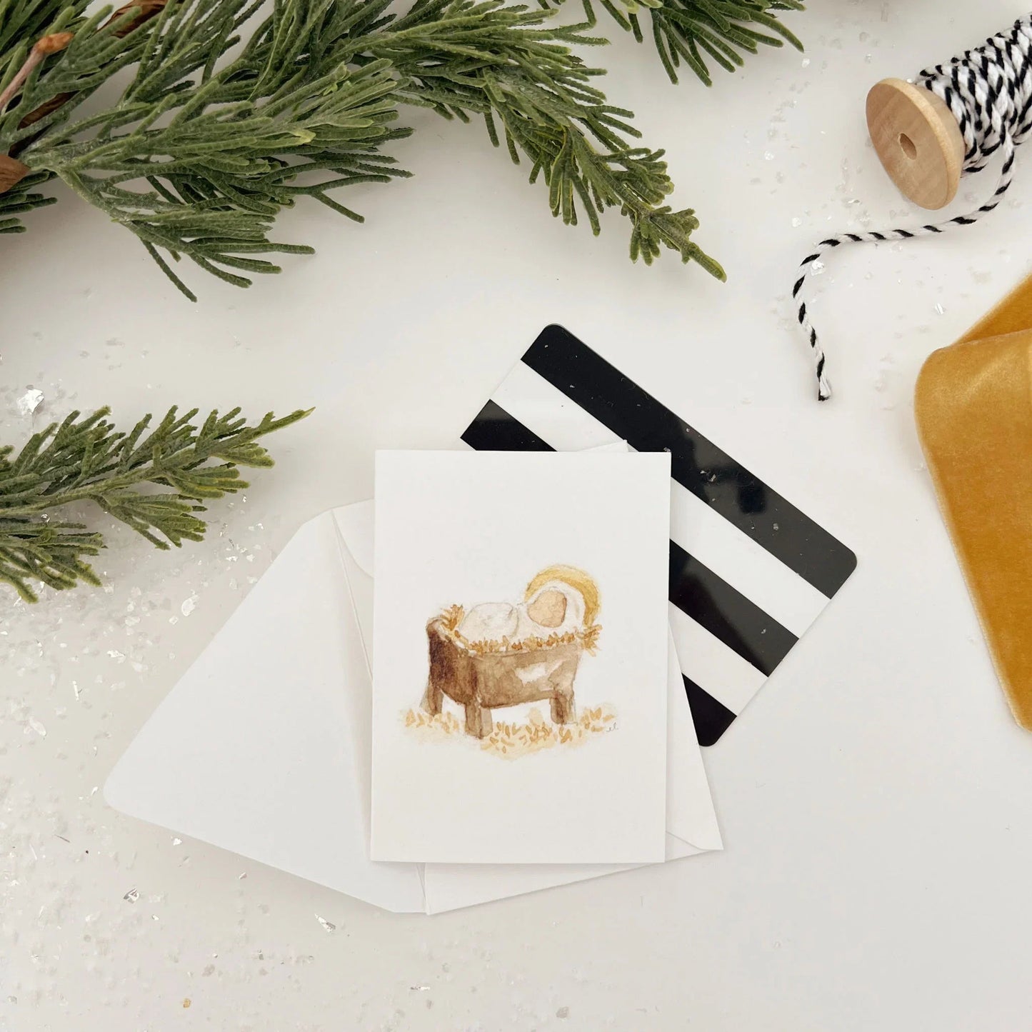 manger baby christmas mini enclosure notecard