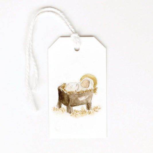 manger baby gift tags