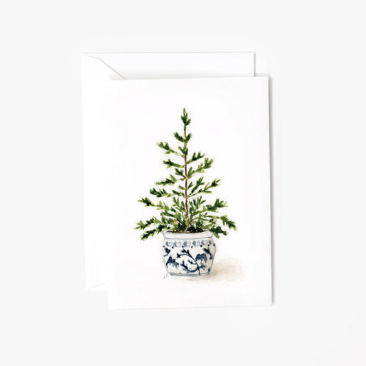 blue potted tree mini enclosure notecard