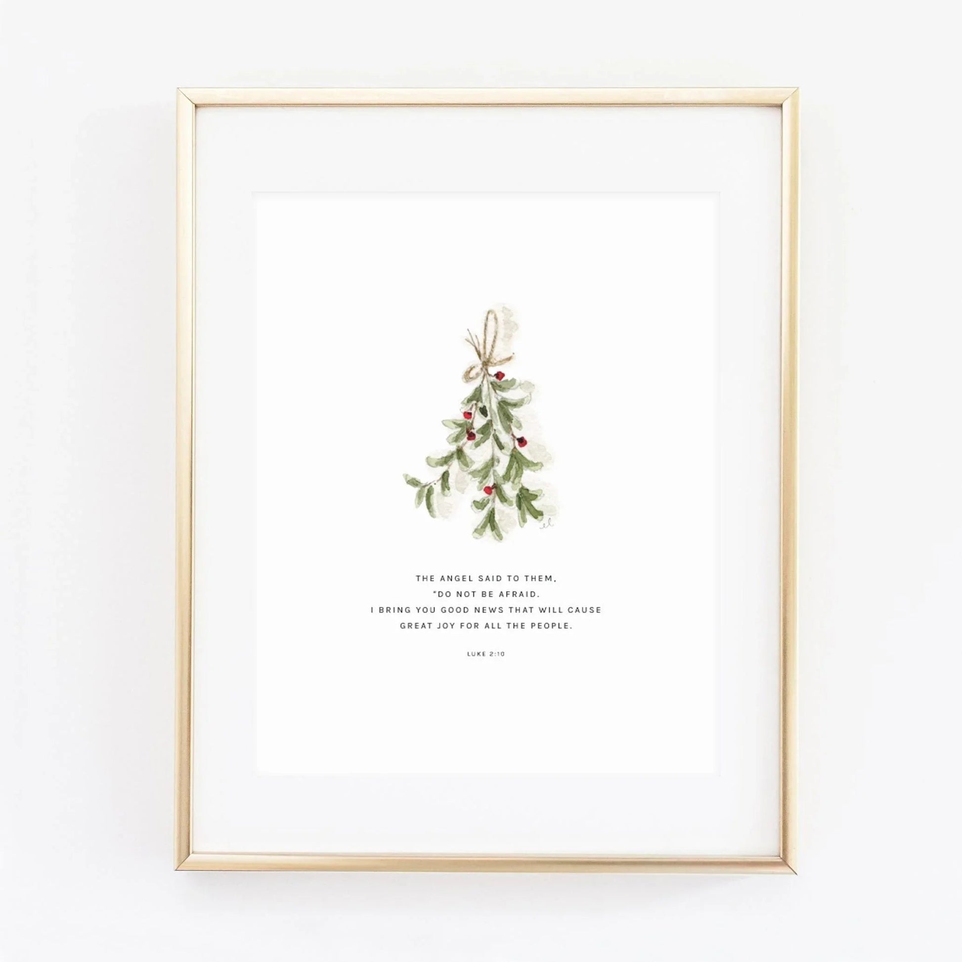 luke 2:10 mistletoe scripture print - emily lex studio