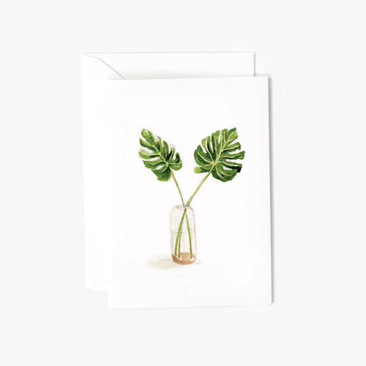 monstera leaves mini notecard