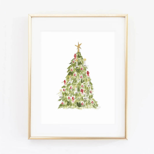nutcracker christmas tree watercolor wall art print