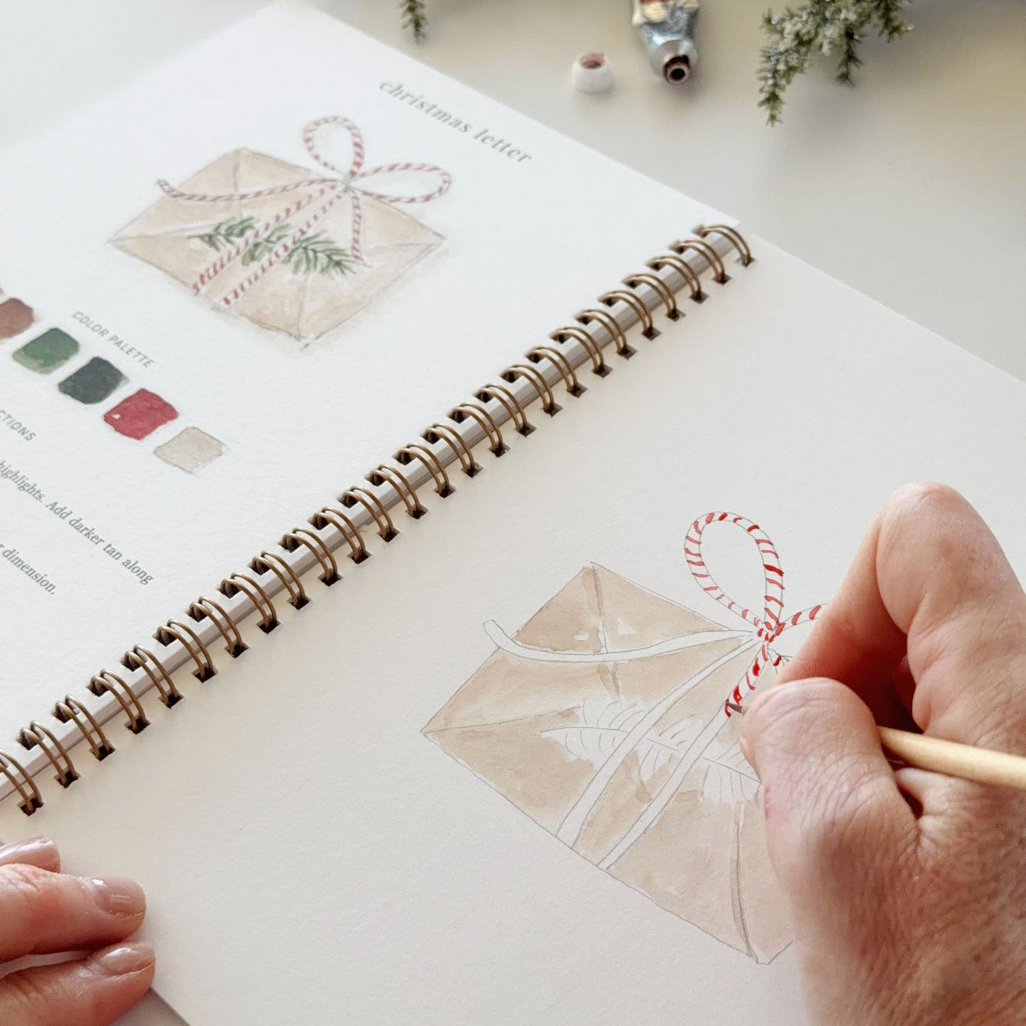 classic christmas watercolor workbook