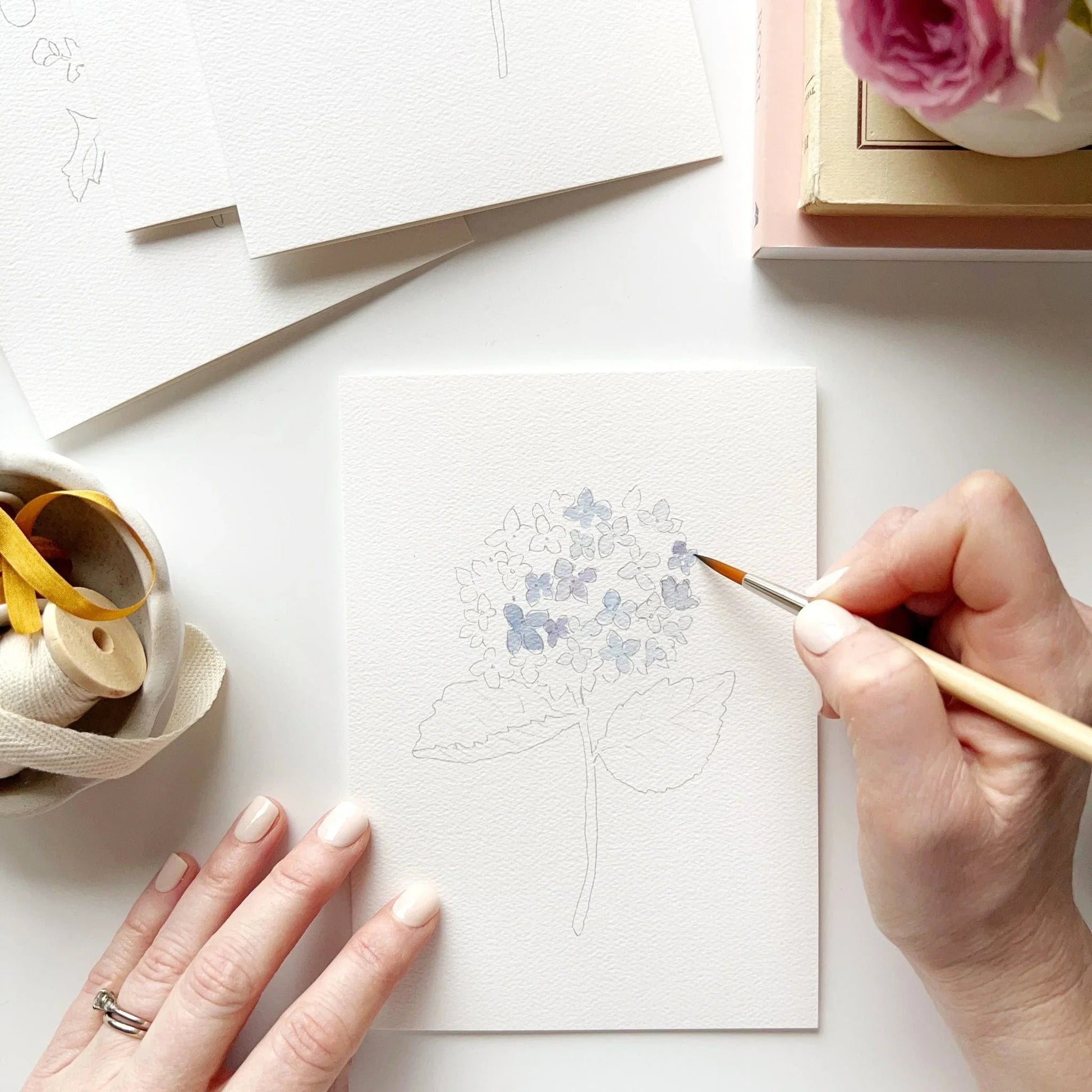 garden flowers paintable notecards - emily lex studio