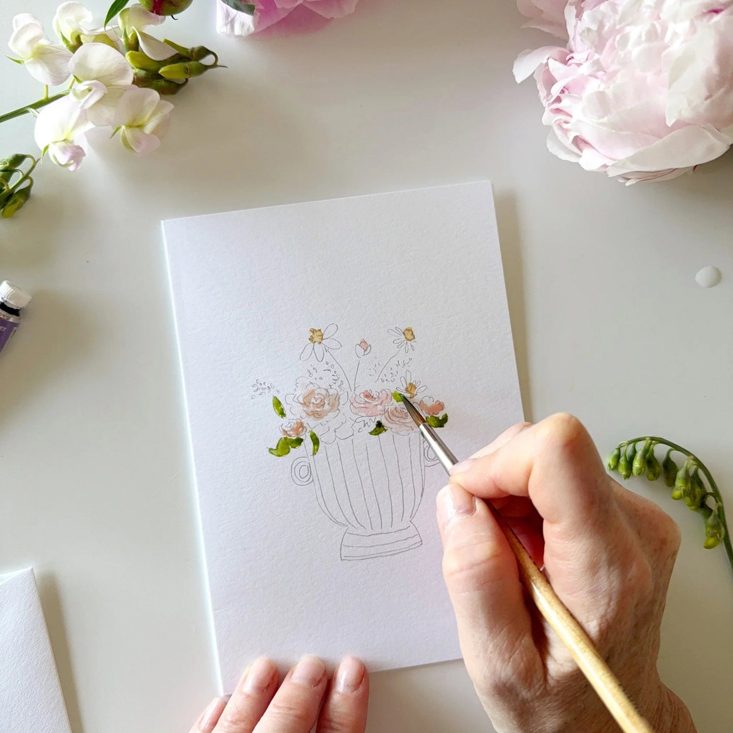 bouquets paintable watercolor notecard set