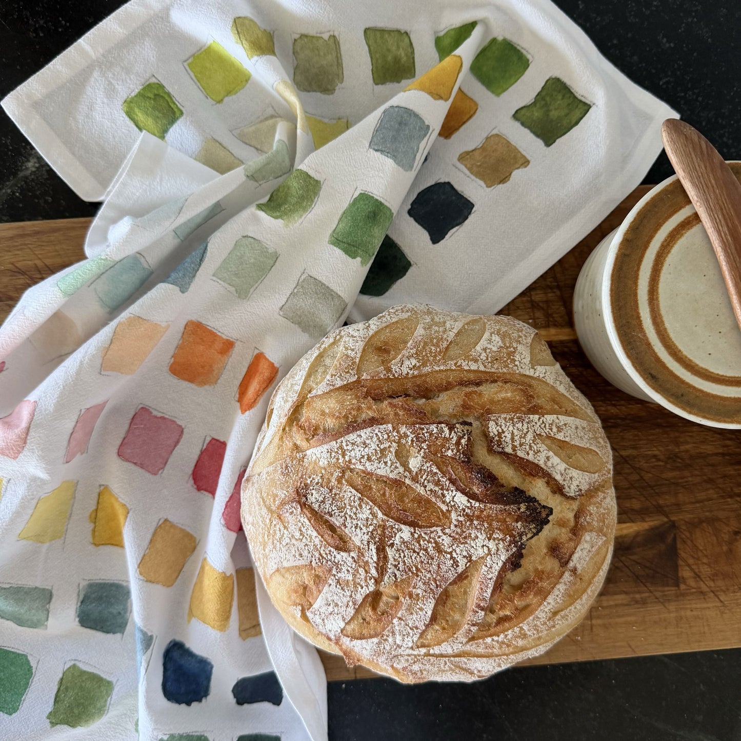 paint swatch cotton flour sack tea towel