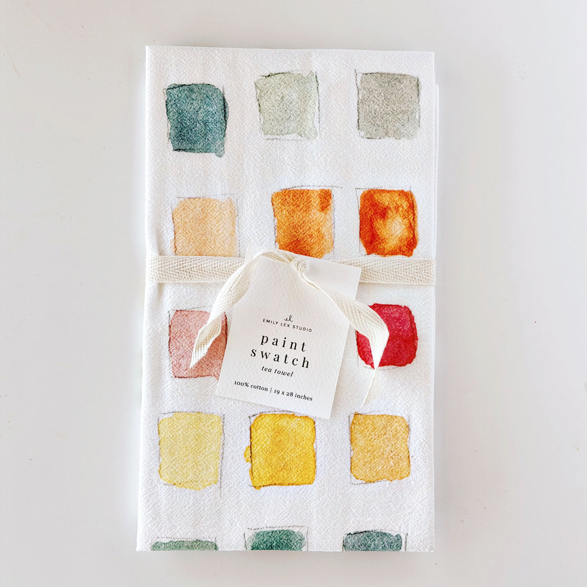 paint swatch cotton flour sack tea towel