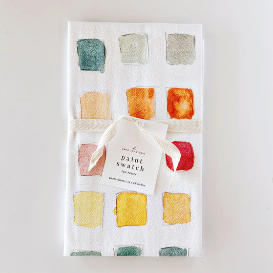 paint swatch cotton flour sack tea towel