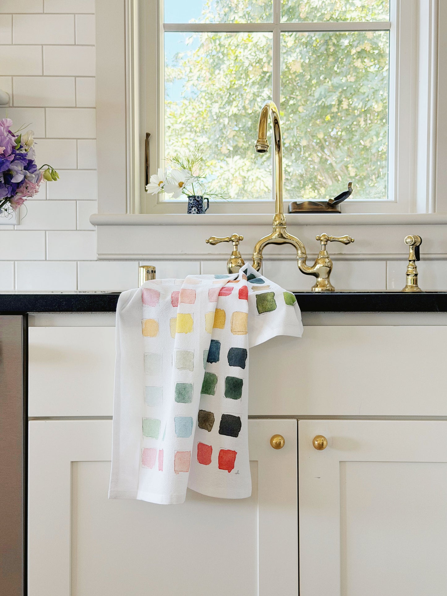 paint swatch cotton flour sack tea towel