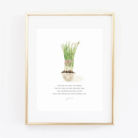 john 3:16 paperwhites scripture print - emily lex studio