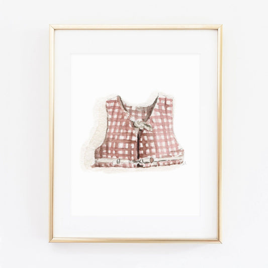 red gingham boat coat art print - emily lex studio