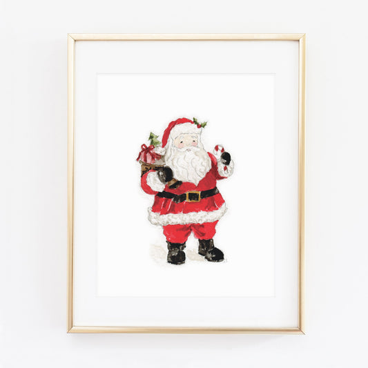 santa watercolor wall art print