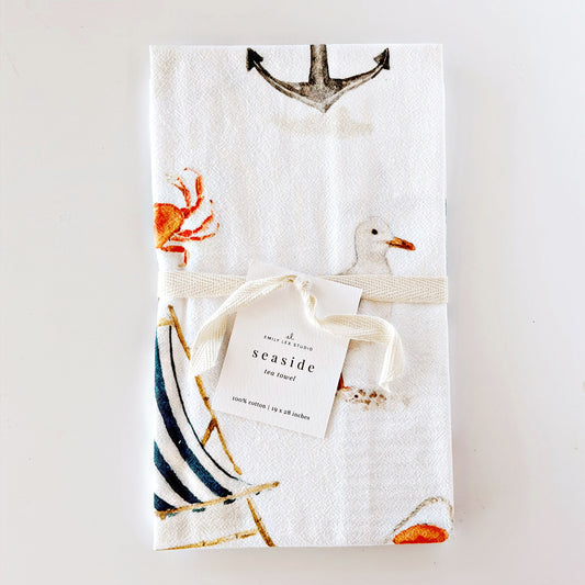 seaside cotton flour sack tea towel