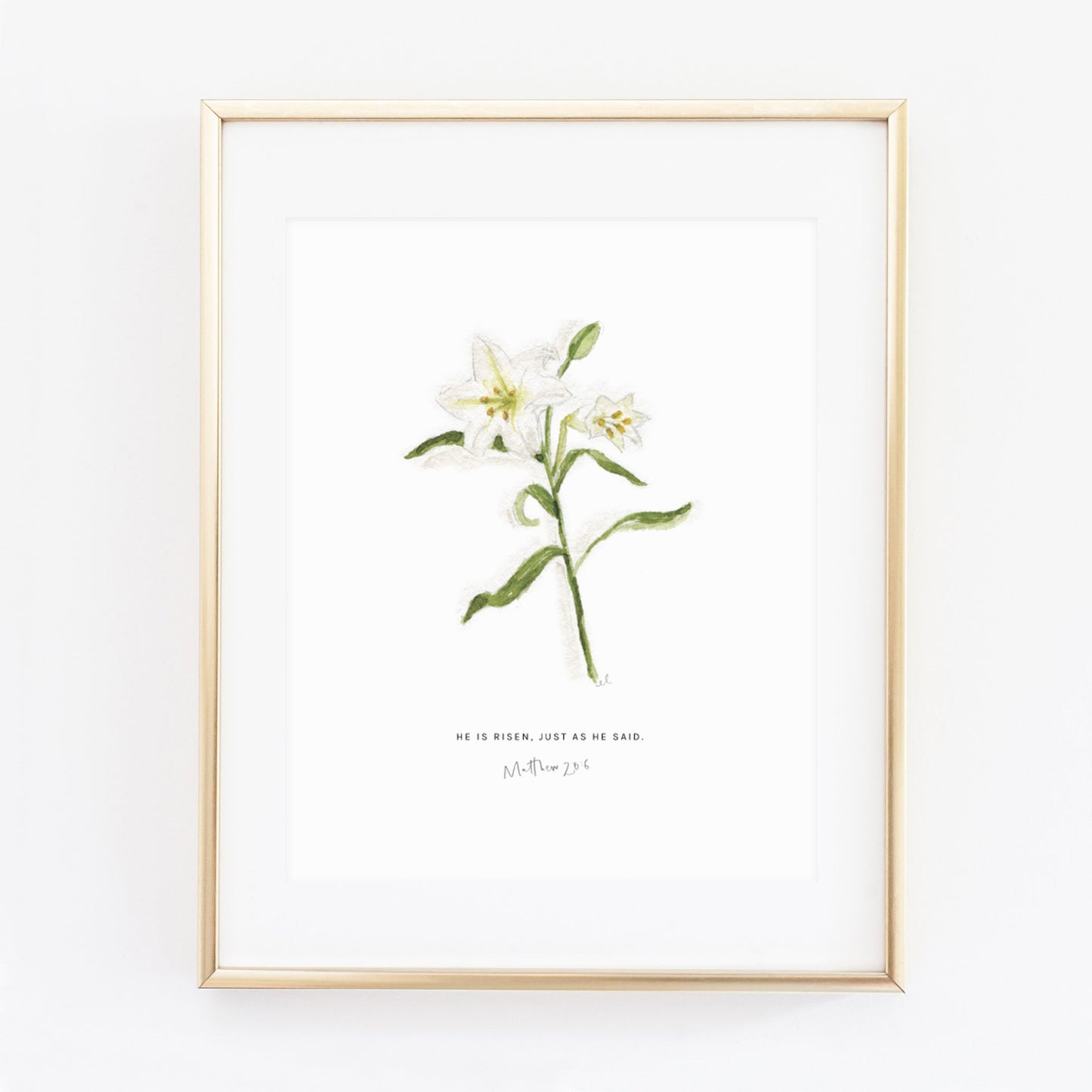 matthew 28:6 easter lily scripture print