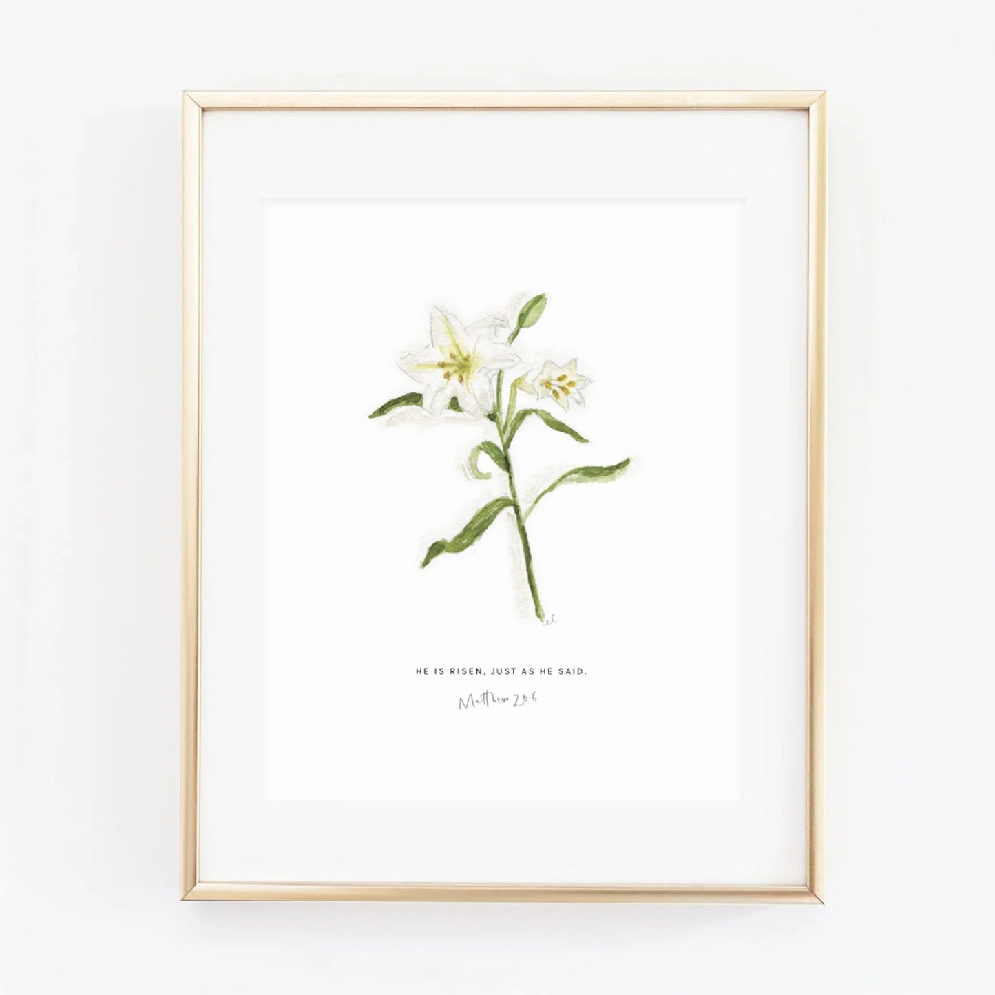 matthew 28:6 easter lily scripture print