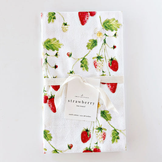 strawberry cotton flour sack tea towel