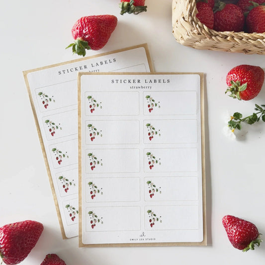 strawberry gift tag label sticker sheets