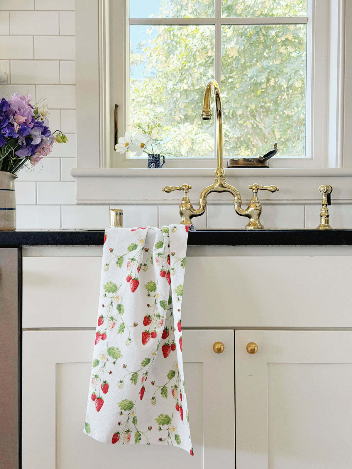 strawberry cotton flour sack tea towel