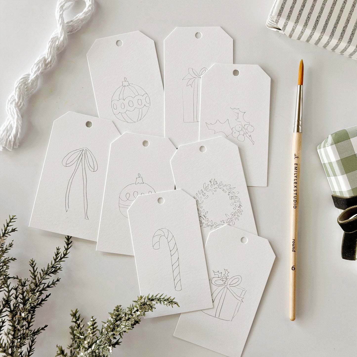 classic christmas paintable gift tags