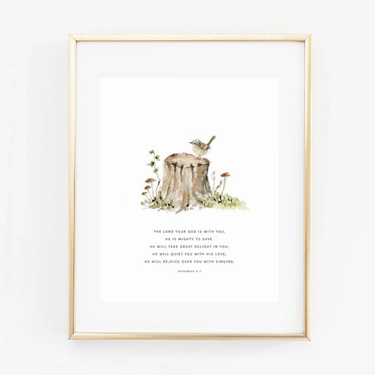 zephaniah 3:17 tree stump scripture print