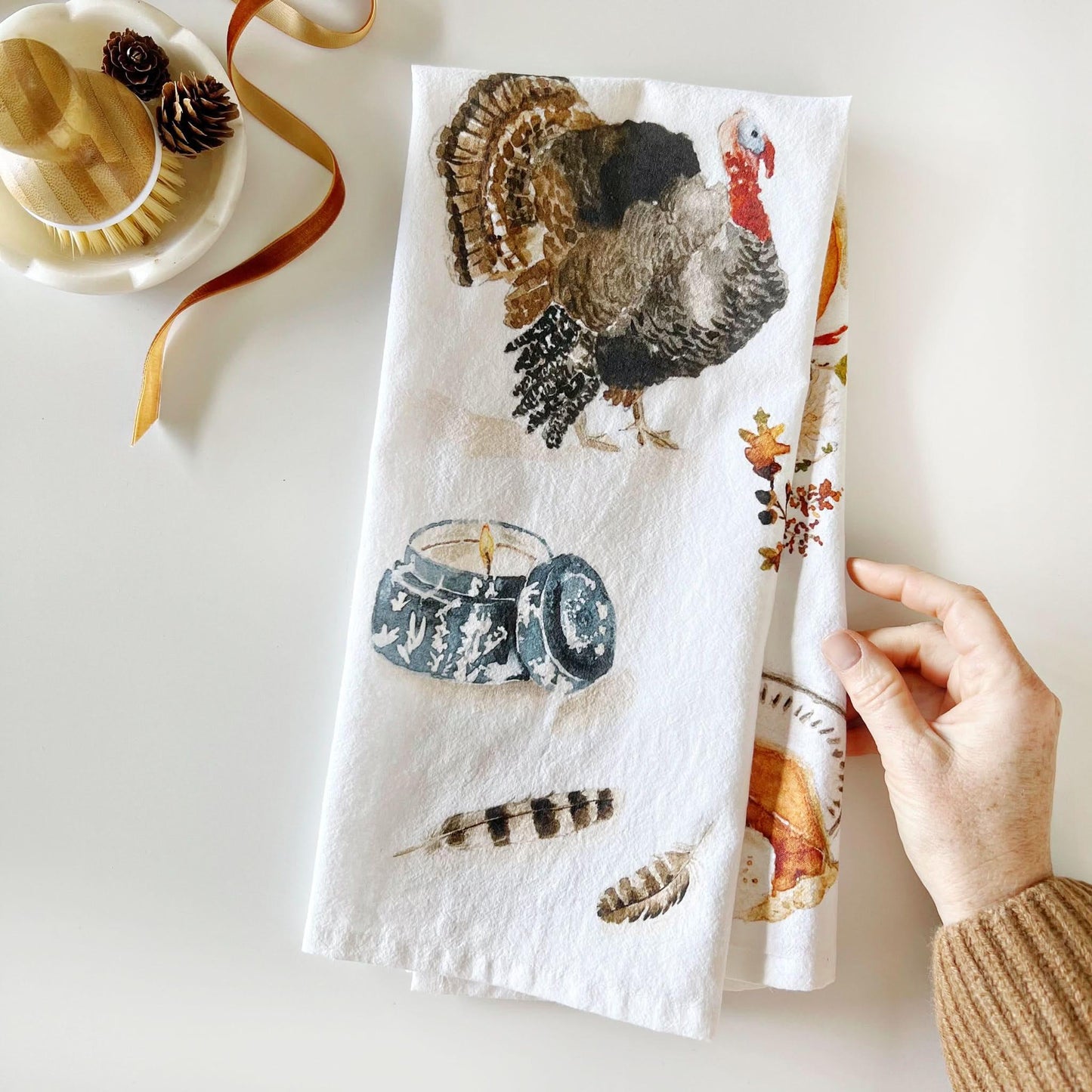 thanksgiving cotton flour sack tea towel