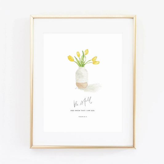 psalm 46:10 tulips scripture print - emily lex studio