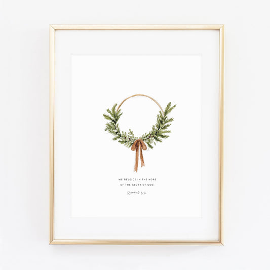 romans 5:2 wreath scripture print