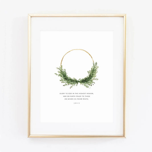 Luke 2:14 wreath scripture print - emily lex studio