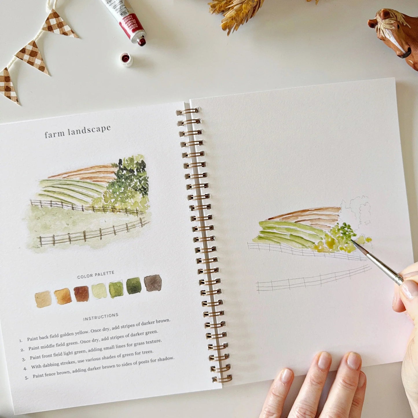 farm watercolor workbook