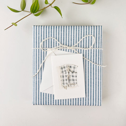 gingham boat coat mini notecard