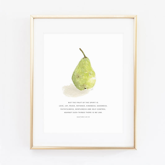 galatians 5:22-23 pear scripture print