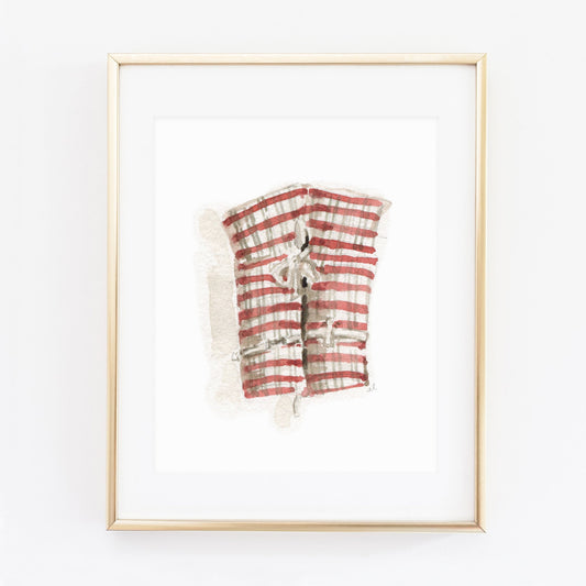 red plaid boat coat art print