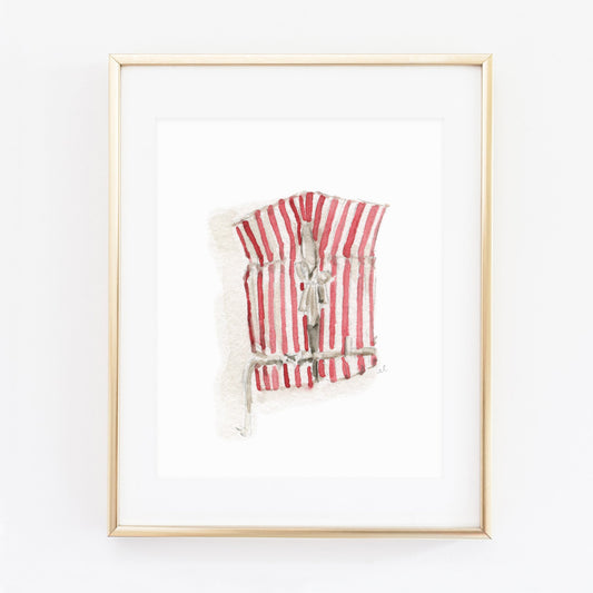 red stripe boat coat art print