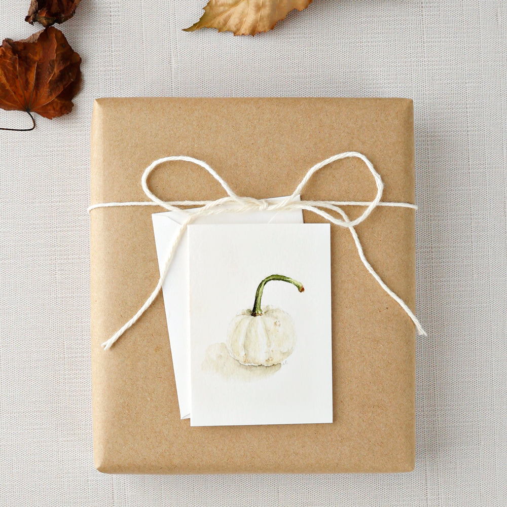 white pumpkin mini notecard