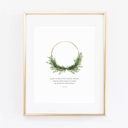 Luke 2:14 wreath scripture print